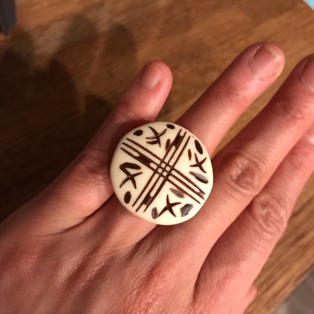 Handmade Rustic Leather Statement Shield Ring